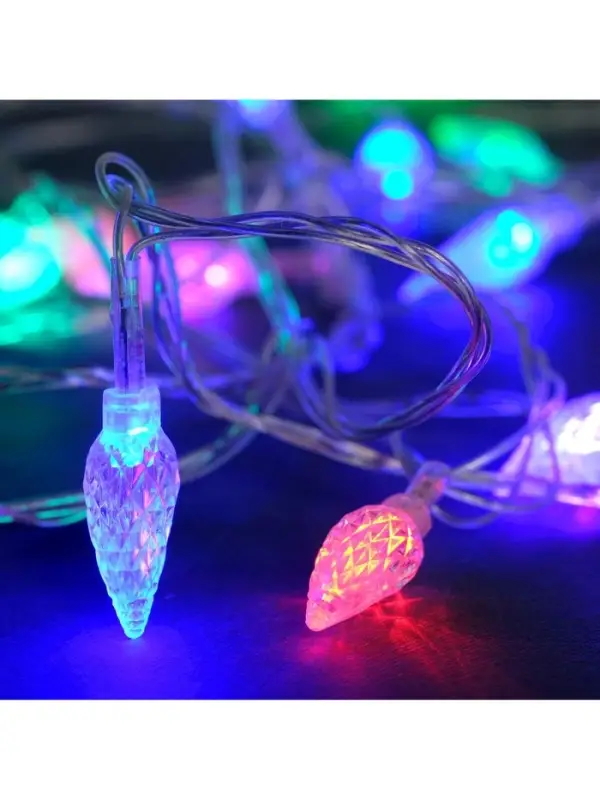 Гирлянда &laquo;Нить&raquo; 5 м с насадками &laquo;Шишки&raquo;, IP20, прозрачная нить, 20 LED, свечение мульти (RG/RB), мигание, 220 В