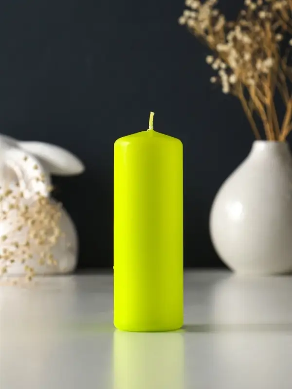 Свеча - цилиндр, 4&times;12 см, 15 ч, фисташковая