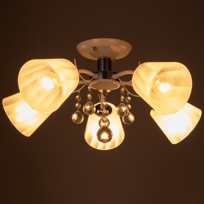 Люстра 2785/5 E27 40Вт бело-хромовый 55х55х30 см BayerLux Люстра 2785/5 E27 40Вт бело-хромовый 55х55х30 см BayerLux