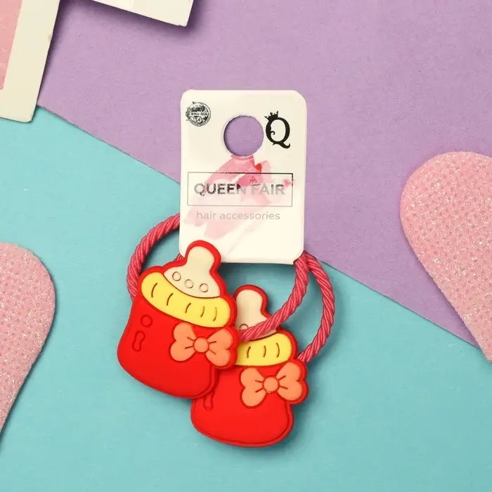 Резинка для волос  Резинка для волос "Крошка" (набор 2 шт) бутылочка,3 см ,красный