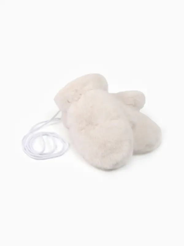 Варежки подросковые MINAKU, пушистые, 20 см цв.белый