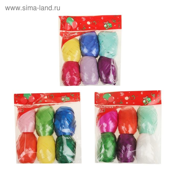 Лента упаковочная, глянцевая, микс, 0,5 см х 10 м, набор 6 шт. Лента упаковочная, глянцевая, микс, 0,5 см х 10 м, набор 6 шт.