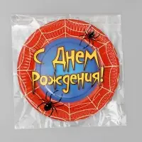 Тарелка одноразовая бумажная &laquo;С днем рождения&raquo; паутина, 18 см