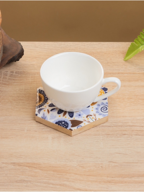 Подставка под горячее (набор 4 шт)  Подставка под горячее (набор 4 шт) "Васильки" дерево манго 15х13х5 см