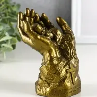 Фигура гипс "Младенец в руках Бога" 11х8 см, латунь