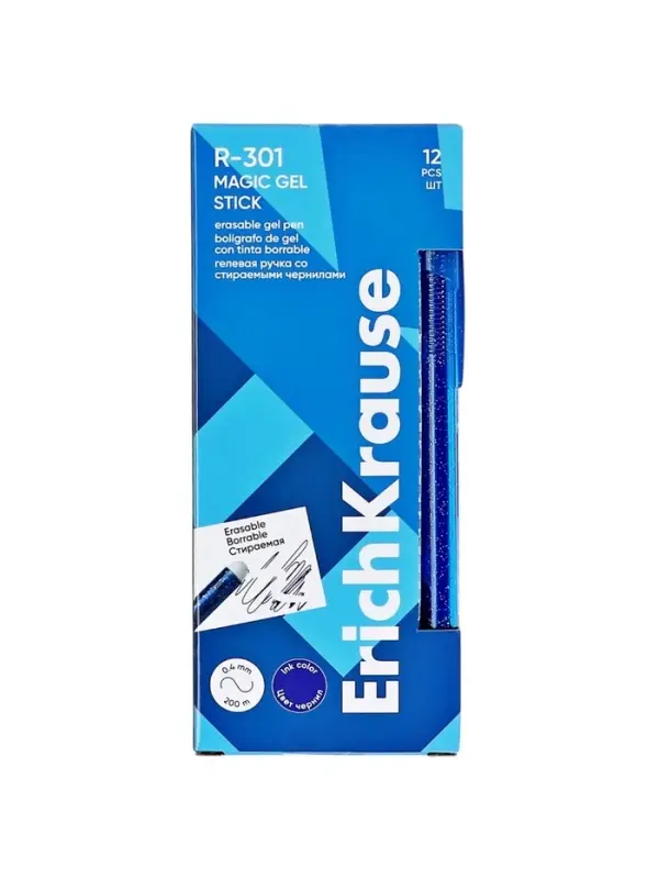 Ручка гелевая стираемая ErichKrause R-301 Magic Gel, узел 0.5 мм, чернила синие, длина линии письма 200 метров (цена за 1 шт.) Ручка гелевая стираемая ErichKrause R-301 Magic Gel, узел 0.5 мм, чернила синие, длина линии письма 200 метров (цена за 1 шт.)