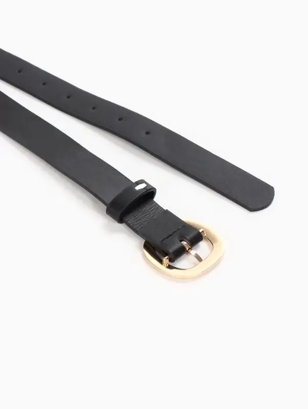 Ремень женский, 2.8&times;107 см, 1 прокол, золотистая пряжка, чёрный