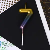 Свеча для торта, цифра «7», радужная, 10 х 3,5 см.