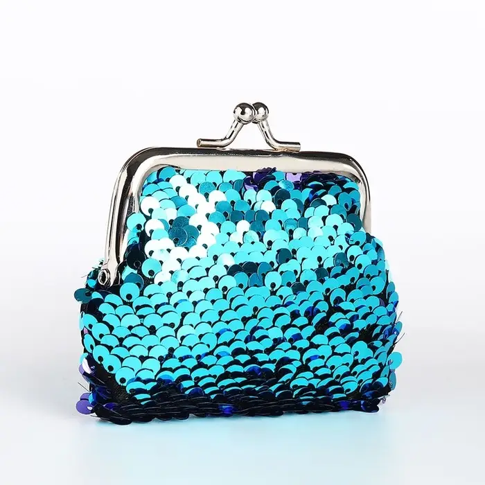 Кошелёк монетница детская на фермуаре, цвет бирюзовый/синий