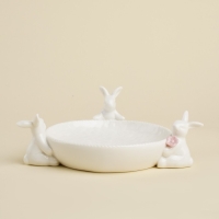 Блюдо для подачи фарфоровое SL Home «Лесные кролики», 19,5×15,3×7,5 см, цвет белый