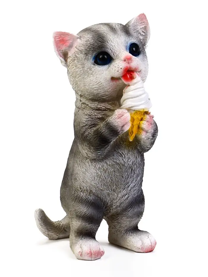 Садовая фигура из полистоуна &laquo;Котёнок с мороженым&raquo;, 19&times;11&times;7 см