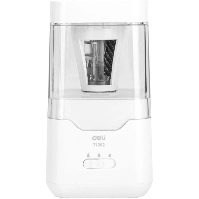 Точилка для карандашей электрич. Deli, 1 отв., пластик ,батарея+ USB, белый