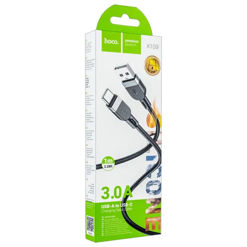 Кабель USB на Type-C 1M 3A X109 HOCO черный
