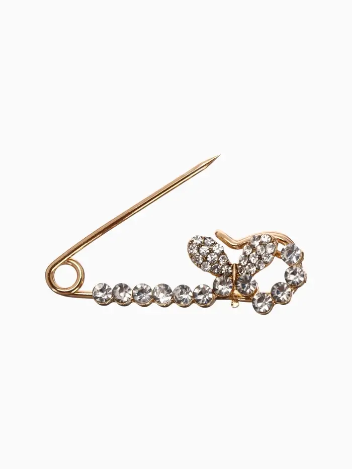 Булавка &laquo;Бабочка&raquo;, 4 см, белая в золоте