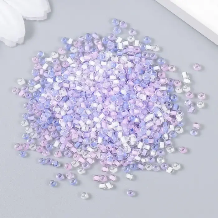 Бисер стекло 12/0  Бисер стекло 12/0 "Прозрачный. Цветная серединка. Сиреневый" 10 гр
