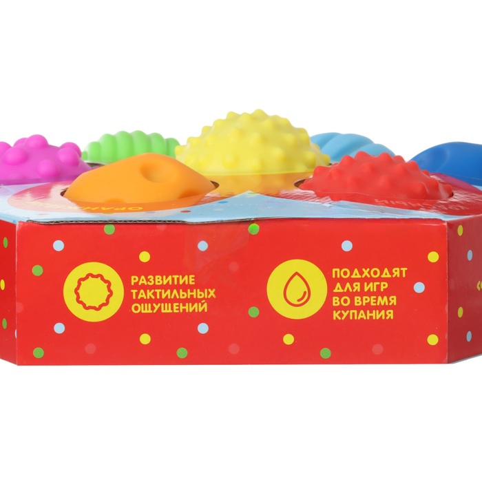 Набор развивающих тактильных мячиков «Цветочек», с пищалкой, 7 шт, Крошка Я Набор развивающих тактильных мячиков «Цветочек», с пищалкой, 7 шт, Крошка Я