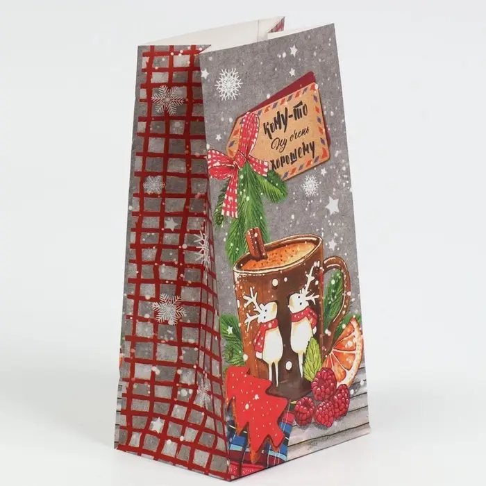 Пакет подарочный без ручек новогодний &laquo;Кому‒то ну очень хорошему&raquo;, 10&times;19.5&times;7 см