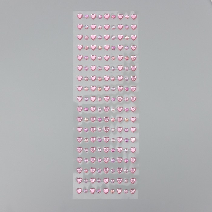 Наклейка пластик стразы Наклейка пластик стразы "Сердечки стразы" МИКС 10,5х32 см
