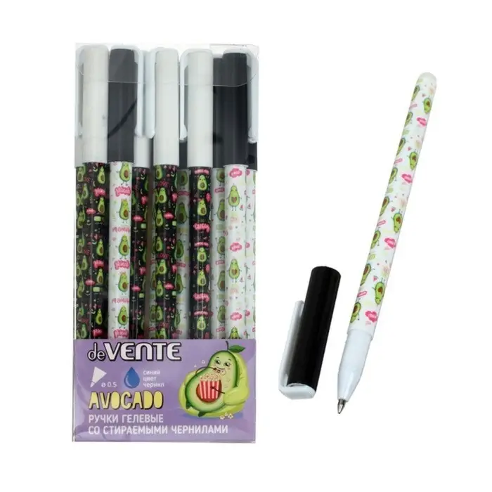 Ручка "Пиши-Стирай" капилярная deVENTE Avocado, 0,5 мм, сменный стержень, МИКС 2 дизайна, чернила синие