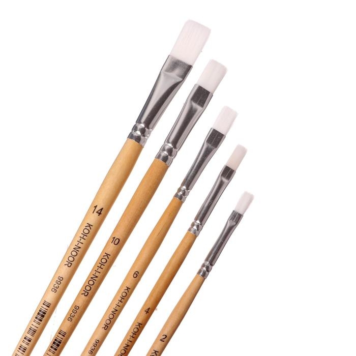 Набор кистей Синтетика 5 штуки Koh-I-Noor №2/4/6/10/14, плоские, блистер Набор кистей Синтетика 5 штуки Koh-I-Noor №2/4/6/10/14, плоские, блистер