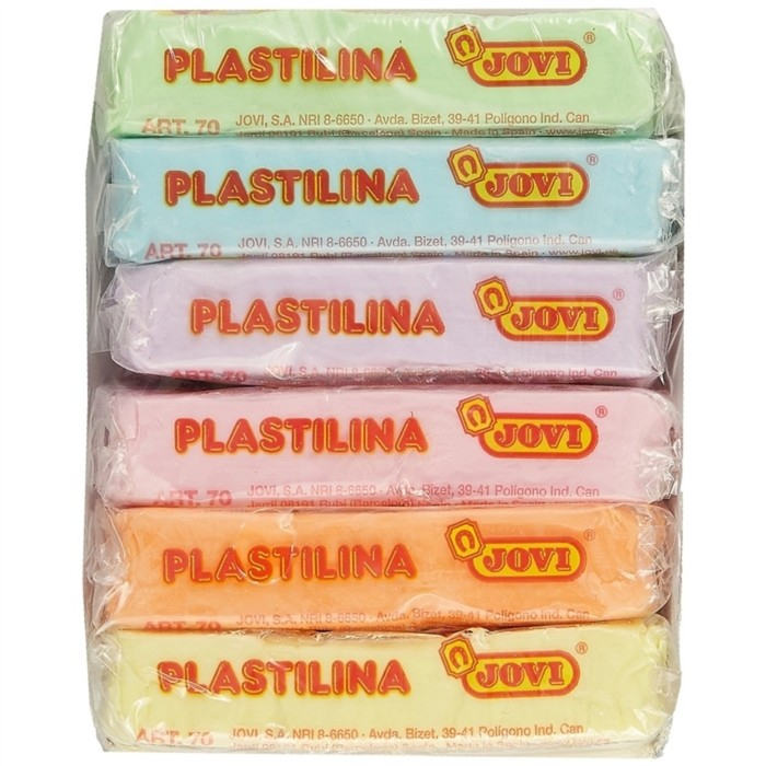 Пластилин на растительной основе 6 цветов, 300 г, JOVI, пастельная палитра. картон, ДЛЯ МАЛЫШЕЙ Пластилин на растительной основе 6 цветов, 300 г, JOVI, пастельная палитра. картон, ДЛЯ МАЛЫШЕЙ