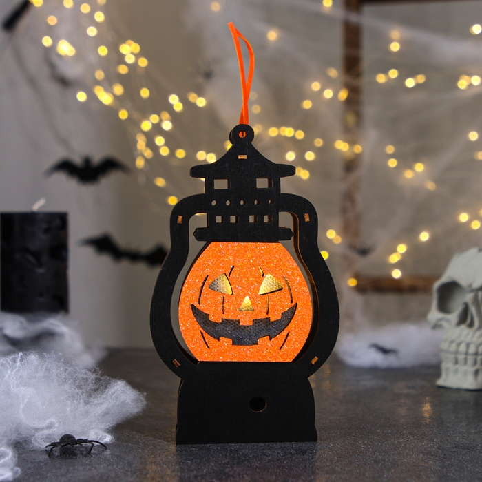 Декор с подсветкой &laquo;Фонарь с тыквой&raquo;, 3 &times; 10,5 &times; 17,5 см