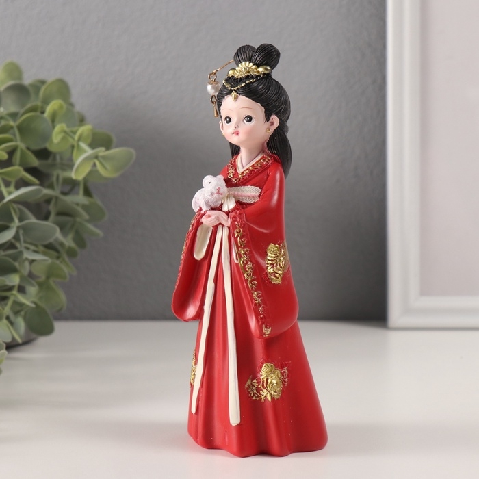 Сувенир полистоун  Сувенир полистоун "Девочка в кимоно" красный 5,2х6х18 см