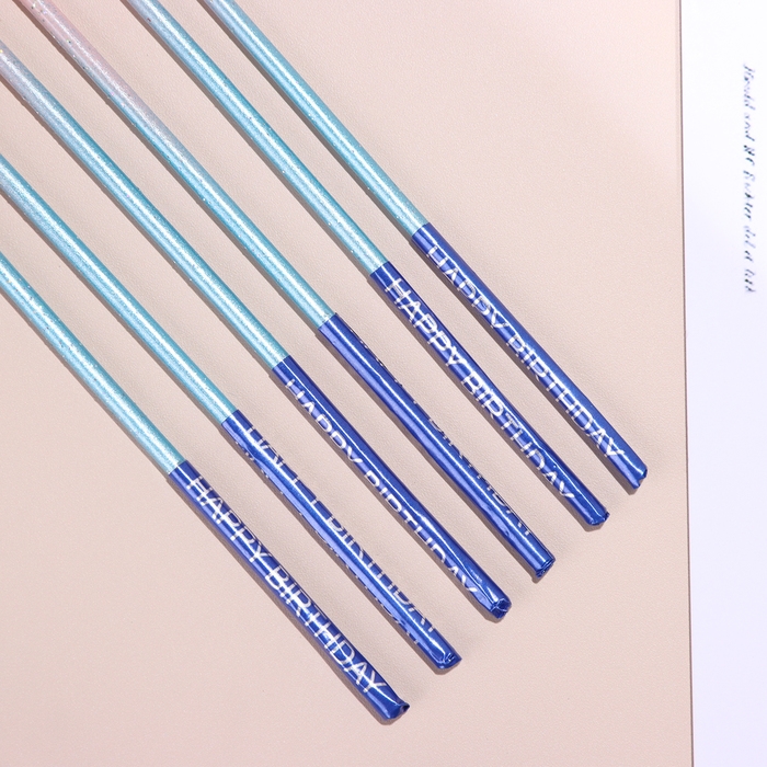 Набор свечей в торт, 6 штук Набор свечей в торт, 6 штук "Happy", 17 см, розовый с голубым