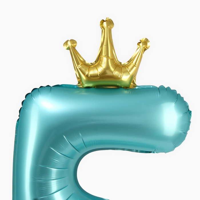 Шар фольгированный 42" &laquo;Цифра 5 с короной&raquo; на подставке, цвет голубой