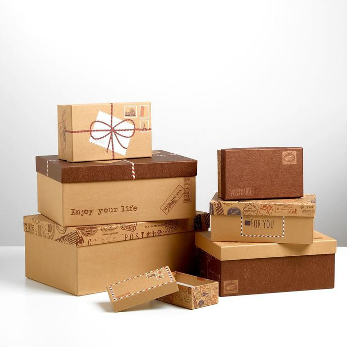 Набор крафтовых коробок 10 в 1, упаковка подарочная, «Почта», 12 х 7 х 4 - 32.5 х 20 х 12.5 см