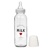Бутылочка для кормления стекло «Milk», классическое горло, 250 мл., от 3 мес.