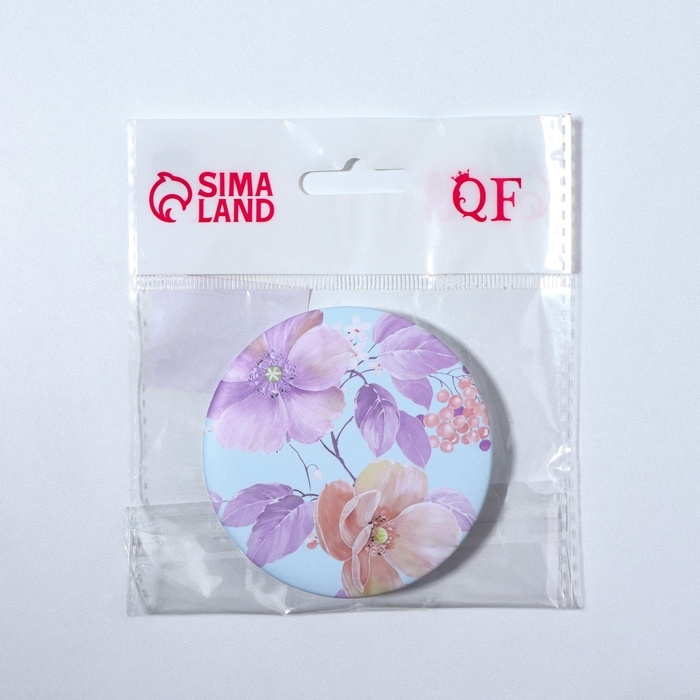 Зеркало складное «Цветы», d = 7,5 см, цвет фиолетовый Зеркало складное «Цветы», d = 7,5 см, цвет фиолетовый