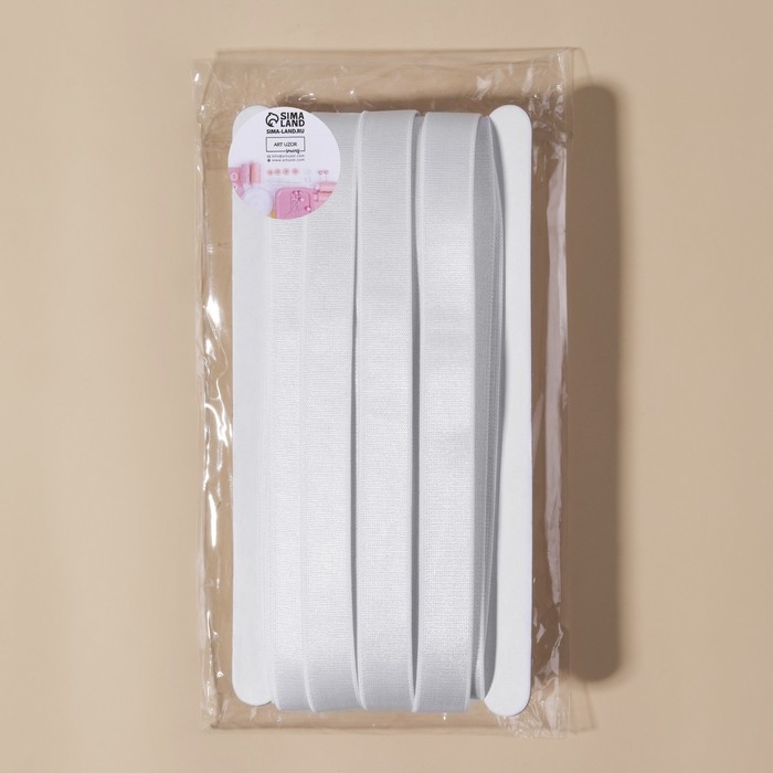 Резинка для бретелей, блестящая, 15 мм, 10 ± 0,5 м, цвет белый