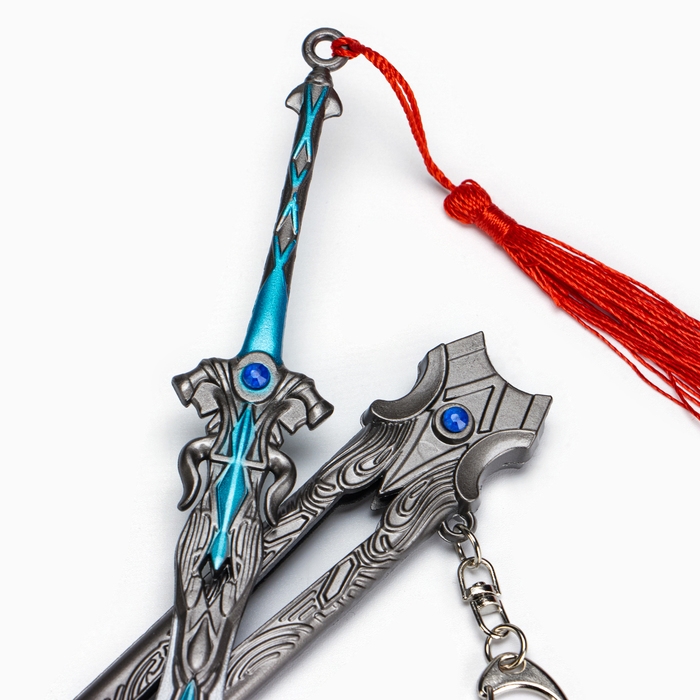 Сувенирное оружие подвесное мини Сувенирное оружие подвесное мини "Меч Арта", брелок, 27 см, серебристый с голубым