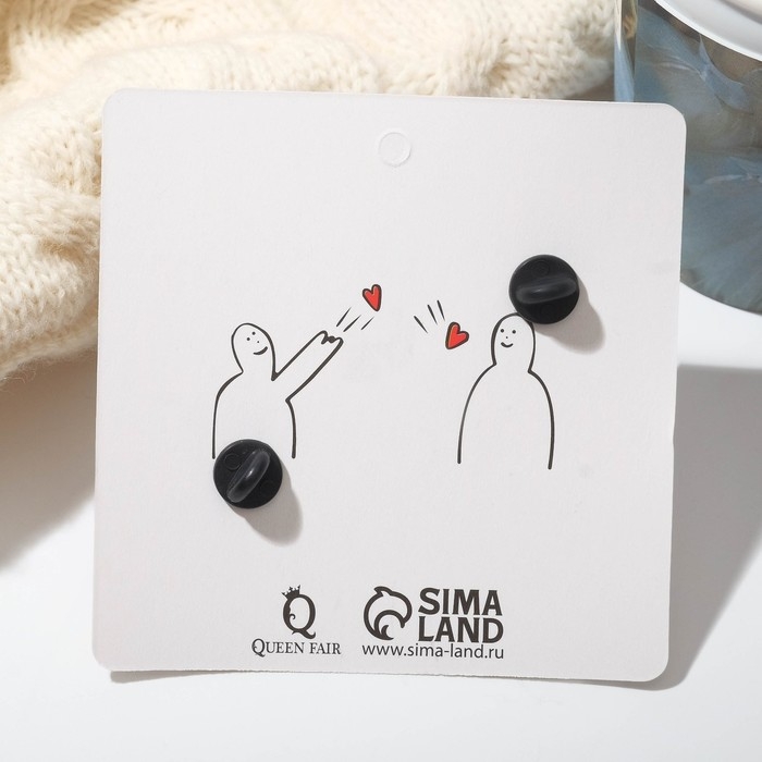 Набор значков (2 шт.) «Котики» послание, цветной в чёрном металле Набор значков (2 шт.) «Котики» послание, цветной в чёрном металле