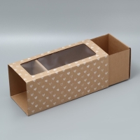 Коробка подарочная складная с PVC-окном, упаковка, «Сердечки», 14 х 35 х 14 см