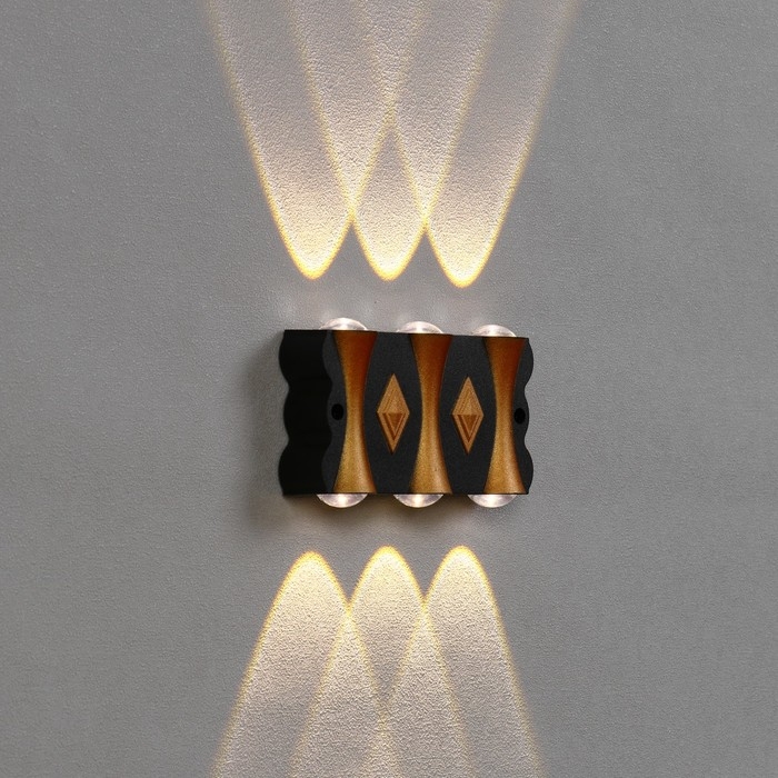 Светильник фасадный «Глосс», FSD-045, 6 Вт, 3000К, 3 луча, IP65, 220 В, пластик, черный Светильник фасадный «Глосс», FSD-045, 6 Вт, 3000К, 3 луча, IP65, 220 В, пластик, черный