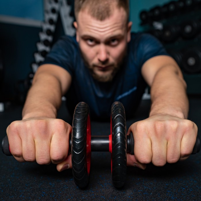 Ролик для пресса ONLYTOP, 2 колеса, с ковриком, цвета МИКС Ролик для пресса ONLYTOP, 2 колеса, с ковриком, цвета МИКС