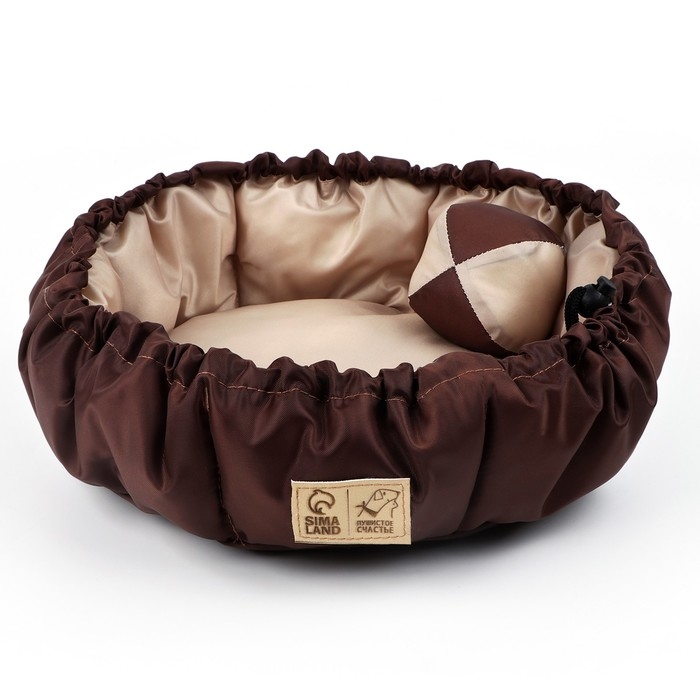 Лежанка для кошек и собак двусторонняя с игрушкой «Кофе с молоком» 50-30х12 см Лежанка для кошек и собак двусторонняя с игрушкой «Кофе с молоком» 50-30х12 см