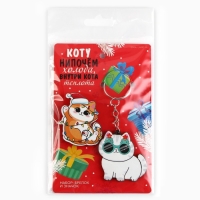 Подарочный новогодний набор «Новый год: Котики» значок и брелок