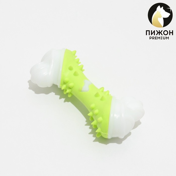 Игрушка двухслойная (твердый и мягкий пластик) Игрушка двухслойная (твердый и мягкий пластик) "Кость", 12 см, зелёная