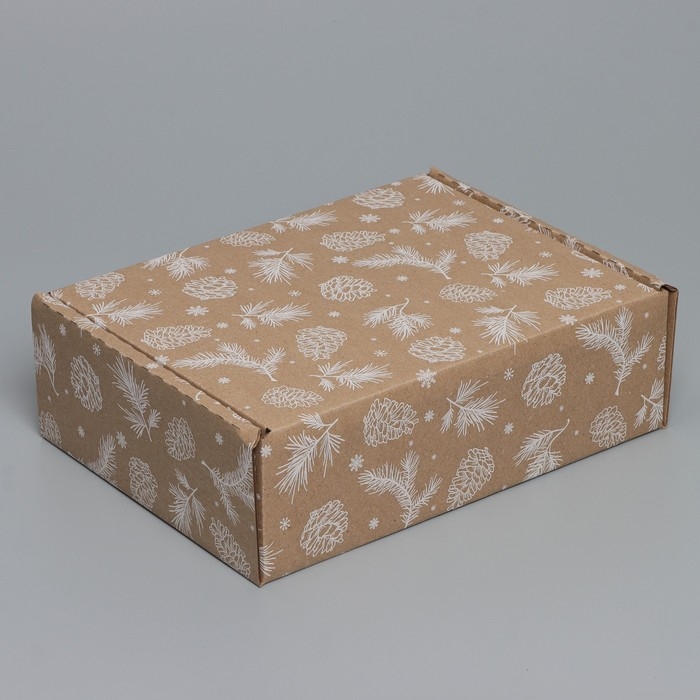 Коробка новогодняя складная «Шишки», бурый, 27 х 21 х 9 см, Новый год Коробка новогодняя складная «Шишки», бурый, 27 х 21 х 9 см, Новый год