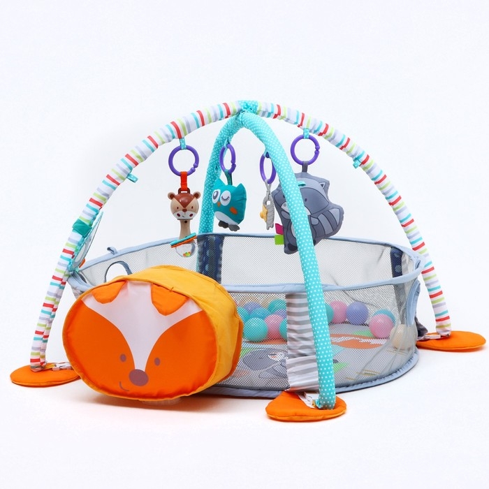 Развивающий коврик 3 в 1 «Лиса», 68х68 см, 30 цветных шариков, 5 игрушек, Крошка Я Развивающий коврик 3 в 1 «Лиса», 68х68 см, 30 цветных шариков, 5 игрушек, Крошка Я