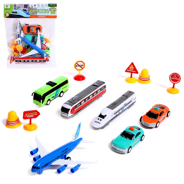 Игровой набор «Городской транспорт», инерция, цвет МИКС Игровой набор «Городской транспорт», инерция, цвет МИКС