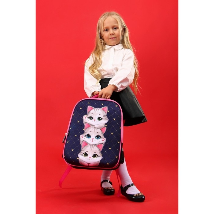 Рюкзак каркасный школьный Calligrata  Рюкзак каркасный школьный Calligrata "Котята", 39 х 30 х 14 см