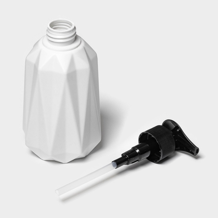 Дозатор для жидкого мыла «Грани», пластик, 350 мл, 7,8×7,8×15,5 см, белый Дозатор для жидкого мыла «Грани», пластик, 350 мл, 7,8×7,8×15,5 см, белый