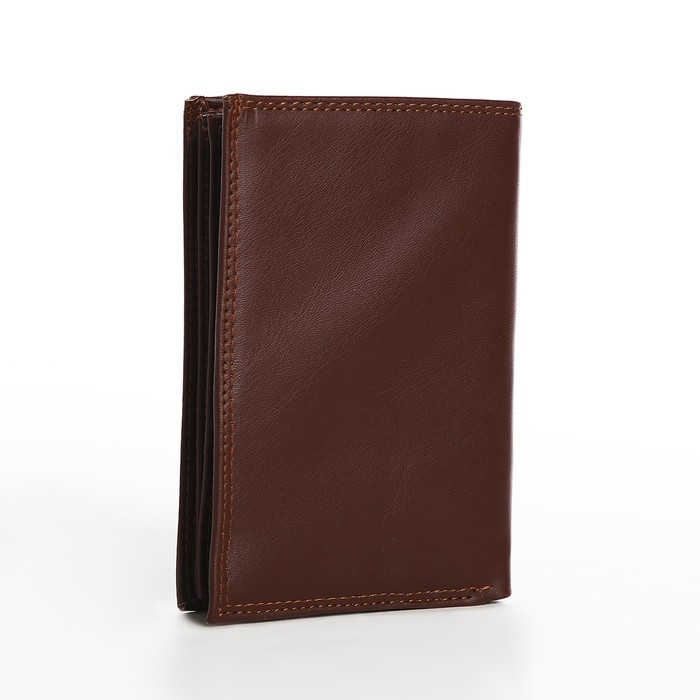 Портмоне мужское без застёжки, 3 в 1, отдел автодокументов, паспорта, карт, купюр, цвет коричневый Портмоне мужское без застёжки, 3 в 1, отдел автодокументов, паспорта, карт, купюр, цвет коричневый