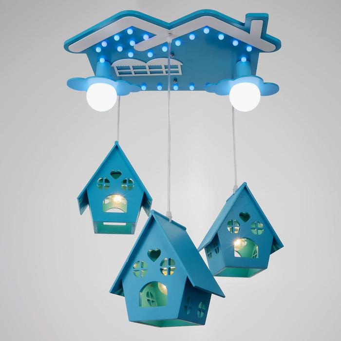 Люстра "Домики" 5хЕ27 40Вт синий 60х55х70 см