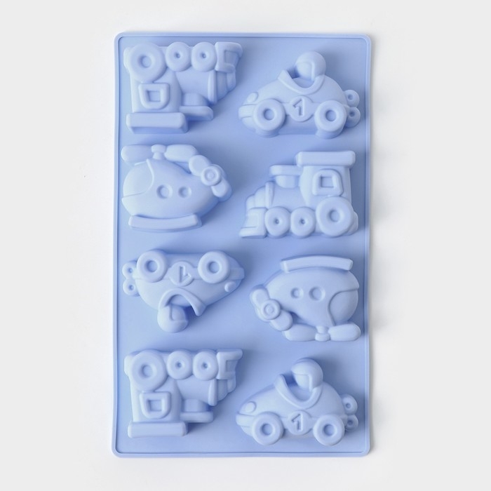 Форма для выпечки Доляна &laquo;Транспорт&raquo;, силикон, 29&times;17,5 см, 8 ячеек (7,5&times;5,8 см), цвет МИКС