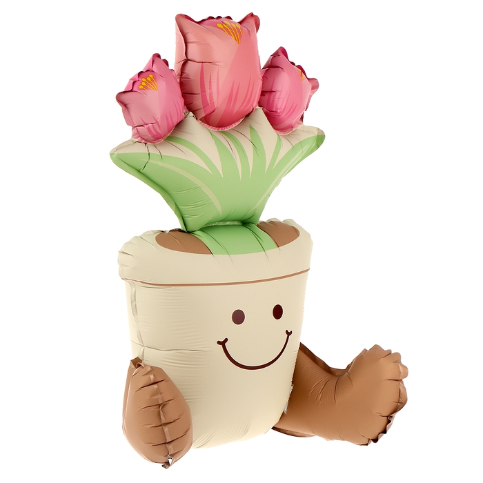 Шар фольгированный 22 Шар фольгированный 22" «Цветок в горшке», матовый, под воздух